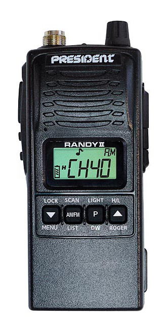 President Randy III – Walkie CB Portatile AM/FM, Batteria 2100mAh, 40 Canali, Schermo Multicolore E Adattatore Auto